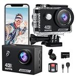 Yolansin 4K30FPS Action Camera with 64GB SD Card, Pre-recording 20MP Underwater Camera, 131FT Waterproof Cameras,2.4G Remote Control 170°Sports Camera, 2 Batteries Helmet Accessories Kit