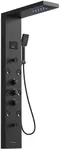 Homevacious 5 In 1 Shower Panel Tower System LED Rain Waterfall Shower Head and Adjustable Massage Body Jets 3 Settings Handheld Head and Tub Spout Stainless Steel Bathroom Panel Matte Black