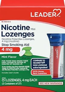 LEADER Nicotine Mini Lozenges Stop Smoking Aid, 4 mg, Reduce Nicotine Cravings with Nicotine Replacement Therapy, Mint, 81 Count, Pack of 2