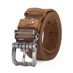 BISON DENIM Men's Belt - Leather Waistband with Anti-Scratch Pin Great for Jeans Cowboy & Work Wear Casual Alloy Buckle Belts