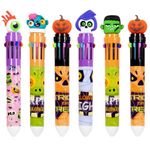 Multicolor Ballpoint Pen 0.7 mm, 10-in-1 Colored Retractable Halloween Ballpoint Pens for Office Supplies Students Children Gift, 6 Pack