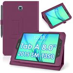 DETUOSI Case Compatible with Samsung Galaxy Tab A 8.0 2015 Release, Leather Stand Case Folio Cover for Samsung Galaxy Tab A 8.0 T350(Wi-Fi)/ T355 (3G/LTE), Purple