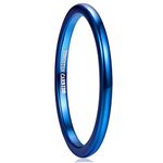 GALANI 2mm Women's Wedding Rings Blue Domed Plain Tungsten Carbide Engagement Band Comfort Fit Size Q