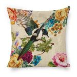 KEIROUTK Outdoor Cushion Covers Hummingbird Cushion Covers 45 x 45 Flower Pillow Case 1 Pack Square Linen Sofa Cushions Cover For Home Living Room Sofa Cushions Decoration Home Decor