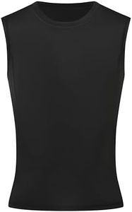 Runceptual Youth Boys Compression Sleeveless Shirt Undershirts Workout Base Layer Vest Quick Dry Soccer Shirts, Black