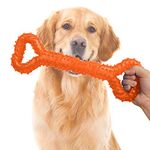 Cyleibe Dog Bones for Aggressive Chewers, Dog Chews Toys Long Lasting, Interactive Dog Bone Toys with Pull Band, Dog Teething Toy 13" Solid Bone Shape for Medium Large Dog - Orange