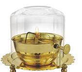 RRHS Akhand Jyot Diya-(Wick Lifting Screw Lever Brass) AKHAND Jyoti Diyas with Adjustable BATI 250Ml Capacity with Borosilicate Glass Lamp for Pooja, Diwali Lighting Item ( Brass )