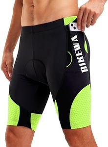 Bikewa Men's Bike Shorts 4D Padded Biking Road Cycling Bicycle Pants Biker Shorts for Men Zipper Pockets