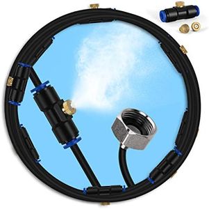 Misting Cooling System, Outdoor Misting System for Patio, 82 FT Misting Line+21 Mist Nozzles+3/4"Brass Adapter,Outdoor Mister System for Patio Garden Trampoline Greenhouse