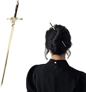 Ancient Style Sword Hair Chopsticks,Chinese Style Hair Pin Sword Hair Sticks for Bun Hair Accessories for Women Girls Long Hair,Gold Black