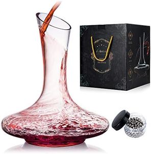 BOPOREA Wine Decanter,Red Wine Carafe,Wine Aerator,100% Hand Blown Lead-free Crystal Glass with Cleaning Beads,Wine Decanters and Carafes,Wine Gift with Luxury Packaging,Wine Accessories (1200ML)