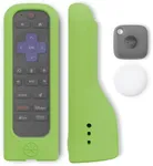 GripStand™ Roku Express | HD Standard Remote Case: Stands Upright, Enhanced Grip, AirTag and Tile Mate Compatible, Fits Roku Standard Remote for HD Roku, No Side Volume Buttons, Lime Glow by 73&Sunny