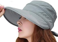 FakeFace Women's 2 in 1 Anti UV Beach Sun Hat Golf Cap Tennis Cycling Fishing Cap Removable Top Cover Open-top Wide Brim Sunhat Shapeable Peaked Floppy Travel Bucket Cap Sun Visor UPF 50+