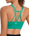 Sports Bras for Women,Padded Pink Sports Bra Tank Top Sexy Crisscross Back High Impact Longline Workout Yoga Bra(WX2569Bright Green,L)