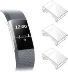 [3 Pack] Fintie Case Compatible with Fitbit Charge 2, Full-Around Screen Protector TPU Case Cover Bumper Shell Compatible with Fitbit Charge 2, Clear x 3