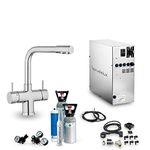 SPRUDELUX® Inox Under-Sink Drinking Water System Includes Nobius L Spout 5-Way Soda Tap Professional Water Carbonator Private Household Mineral Water (CO2 Bottle Without Pressure Regulator Included)