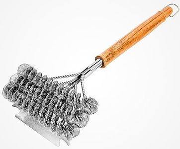 BBQ-AID Grill Brush for Outdoor Grill Bristle Free - 18" BBQ Brush for Grill Cleaning Kit - Safe BBQ Grill Cleaner Brush and Scraper - Stainless Grill Cleaning Brush for Any Grill, Grill Accessories