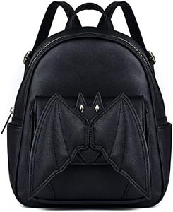 Mini Bat Purse Gothic: Leather Backpack Goth Backpack With Wings Mini Bookbags for Women Satchel Shoulder Daypack Black Fashion, Travel Halloween Goth Bag, Black, Daypack Backpacks