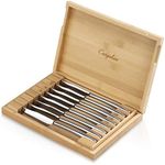 Cangshan 1027044 Rain II Series 8-Piece 420 Stainless Steel Forged Steak Knife Set in Bamboo Storage Chest