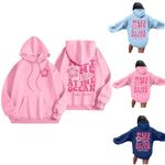 Pink Palm Puff Hoodie for Women Cute Long Sleeve Graphic Hoodies for Teen Girls Y2k Preppy Sweatshirts Oversized Drawstring Pullover with Pockets Preppy-Clothes