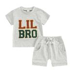 Big Brother T Shirts Tops and Shorts for Toddler Baby Boy Big BRO Older Brother Tees Outfit Short Sleeve Clothes Set (3-6 Months, LIL BRO - Gray)