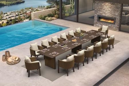 PURPLE LEAF Patio Dining Set 15 PC Aluminum with Olifen Wicker Chair Bronze