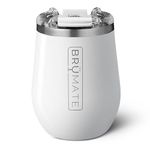 BrüMate Uncork'd XL MÜV - 100% Leak-Proof 14oz Insulated Wine Tumbler with Lid - Vacuum Insulated Stainless Steel Wine Glass - Perfect For Travel & Outdoors (Ice White)