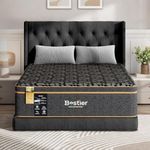 Bestier 12 inch Organic Wool Pillow Top Gel Memory Foam King Mattress, Medium Firm Mattress with Removable Plush Topper, Made in USA, CertiPUR-US Certified, Plush Mattress in a Box(Black)