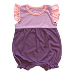 Babysoy Baby Girl Color Block Princess Romper (03-06 Months, Eggplant/Petal)