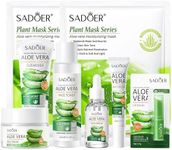 Skincare Gift Set Women - Aloe Vera Skin Care Sets & Kits - 8PCS Pamper Gifts for Women with Cleanser-Lip Balm-Eye Cream-Toner-Face Cream-Serum-Face Mask 2PCS (8PCS ALOE VERA with FACE MASK)…