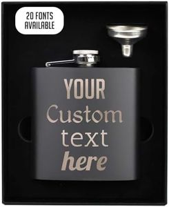 Personalized Etch 177ml Black Stainless Steel Flask, Custom Birthday Gifts for Men, Customized Wedding Groomsmen Bachelor Favors, Cadeau Homme - Your Text Here