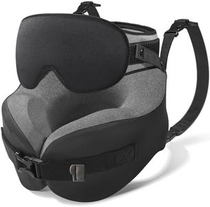YFONG Travel Pillow for Long Flight Airplane, Head Strap Combo with 3D Contoured Sleep Eye Mask, Neck Pillow for Travel Essential, 360° Support Memory Foam Headrest, Prevent Bobbing, Drawstrap - Black