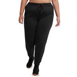 Champion Women's Plus Size Powerblend Women's Joggers, Powerblend Fleece, 29", Black, 3X