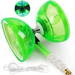 BodyRhythm Five Bearings Chinese Diabolo Yoyo Set with LED, Fiberglass Sticks, Adjustable Strings for All Ages - Best for Fitness and Tricks (Green)