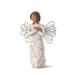 Willow Tree Remembrance (Darker Skin) Angel, Memories, Hold Each Safely in Your Heart, Carved with Symbols to Remind us of Loved Ones, Gift of Support and Sympathy, Sculpted Hand-Painted Figure