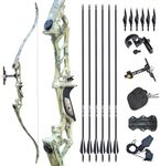 57" 30-60LBS Recurve Bow and Arrows for Adult Right Hand Archery Hunting Takedown Bow Set with Arrowheads for Target Practice Shooting (50 lbs)