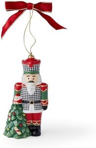Spode Christmas Tree Houndstooth Nutcracker Ornament, Festive Tree Decoration for Holiday Celebrations with Ribbon Bow for Hanging, Beautiful Seasonal Accent & Classic Home Holiday Décor