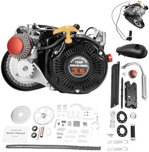 AKSDSGA 100CC Bicycle Engine Kit 4 Stroke Bicycle Gasoline Engine Motor Complete Hand Start Motorized Bike Kit with Chain Drive and Air-Cooling, Bike Motor Kits for Road Bikes Mountain Bikes
