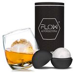 FLOW Barware Rocking Whiskey Glass | Whiskey Gift Set with Whiskey Glass & Ice Ball Mould | Whisky Glass Gifts for Men | Birthday, Father's Day Gift, Christmas | Whiskey Glass Set