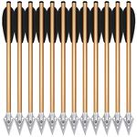 PEIBIAO 6.25" Aluminium Crossbow Pistol Bolts,Mini Crossbow Bolts Arrows with Steel Broadhead Tips for 50-80lbs Crossbow Archery Pistol Precision Target Practice and Small Hunting Game (12pk Gold)