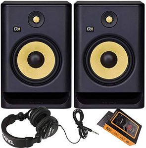 KRK RP8 Rokit 8 G4 Professional Bi-Amp 8" Powered Studio Monitor Pair + TH02 Headphone + Magnet Phone Holder