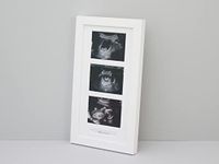 Personalised Baby Scan Frame. Multi aperture Frame for Three Scan sized Photos and Text Box. (BS4) (White)