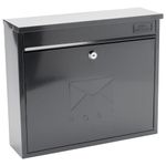 Burg-Wachter MB02A Anthracite Elegance Wall Mounted Galvanised Steel Lockable Weatherproof Post Box RAL 7016 - 36x31x10cm