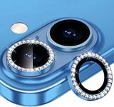 Xfilm for iPhone 16/16 Plus Camera Lens Protector Bling Individual Metal Diamond Ring 9H Hardness Scratchproof Protector, Stylish Phone Accessories, Case Friendly (Blue Diamond)