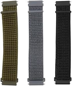 SING F LTD 3pcs 22mm Nylon Strap Compatible with Huawei GT Compatible with Samsung Galaxy Active/S2/S3 Replacement Loop Watch Band Reflective Black, Olive, Gray Watch Accessories