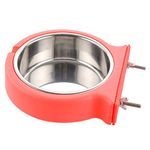 Guardians Crate Dog Bowl Removable Stainless Steel Water Food Feeder Bowls Cage Coop Cup for Cat Puppy Bird Pets (Small, Pink Orange with Corrugated Clip)