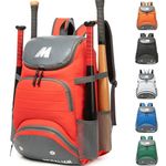 MERALIAN Baseball Bag - Backpack for Baseball,Lightweight Softball Bag with Shoe Compartment for Baseball, T-Ball & Softball Equipment & Gear. (RED)