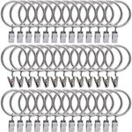 40pcs Rustproof Drapery Matte Stainless Steel Metal Curtain Rings with Clips 1.5 inch Drapery Rings (1.5" Interior Diameter) (Silver)