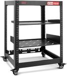 Pyle 15U Network Cabinet - Open Wall Mount Server Rack w/Heavy-Duty Wheels, Wall-Mountable, Steel Construction, Vented Shelves, Easy Access, 19" Equipment Compatible, 20 x 20 x 26 in (Black)