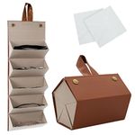 CIOUYAOS Sunglasses Organizer 5 Slots and 2PCS Eyeglass Cloth, Foldable Travel Glasses Case, Multiple Pairs Eyeglass Holder (Coffee)